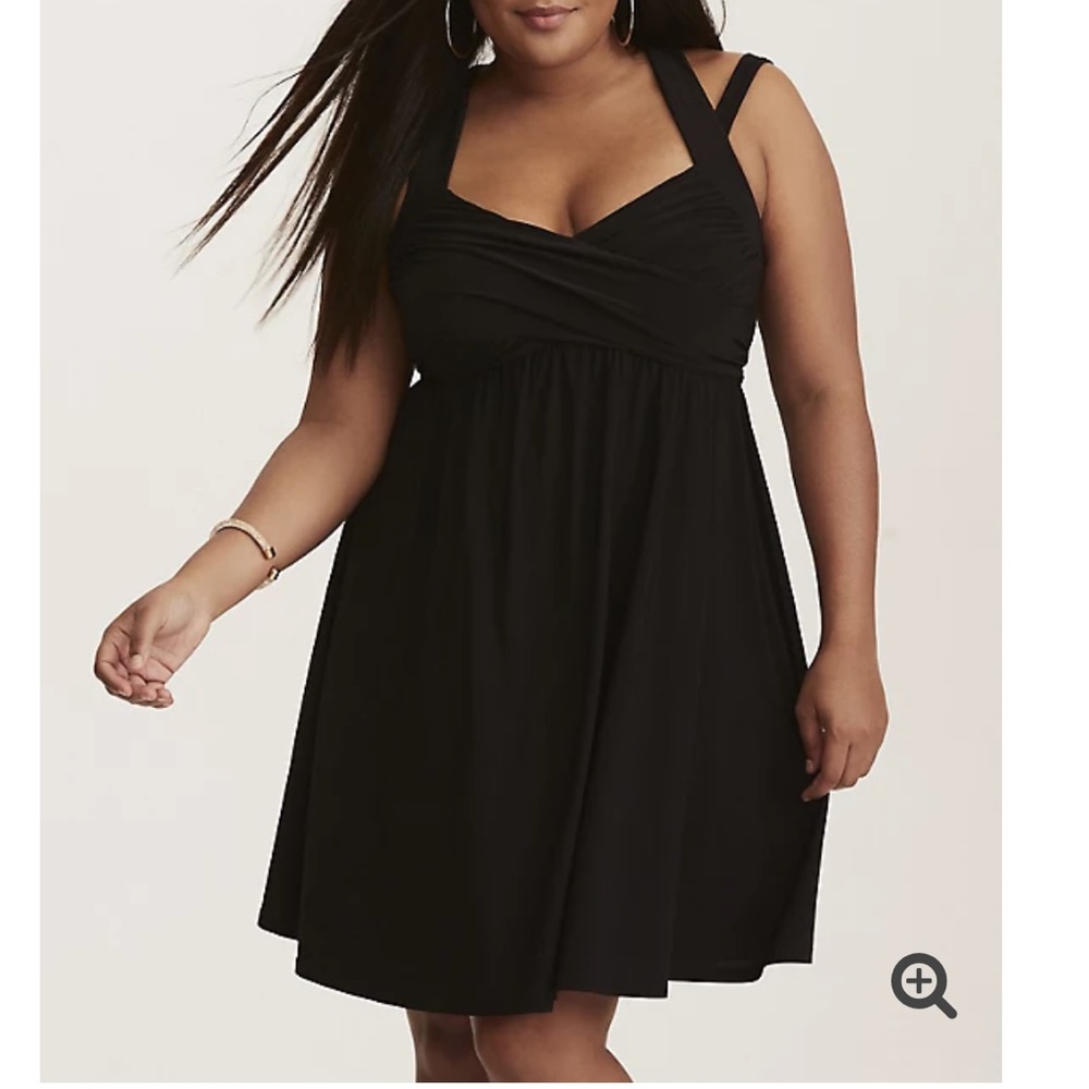 Torrid Plus Black Crisscross Back Babydoll Dress